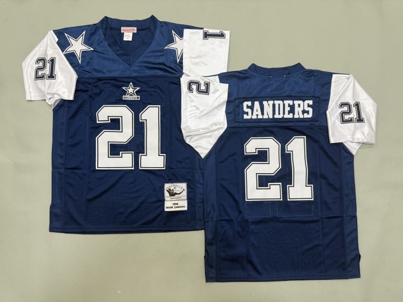 Men 2025 Nike Dallas Cowboys #21 Sanders Blue Throwback Limited NFL Jersey 003